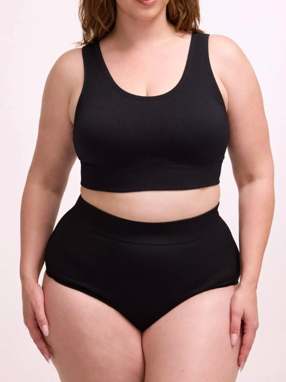 Torrid Black Lightly Lined Seamless Rib Scoop Bralette - Plus Size 3 Sports Bra